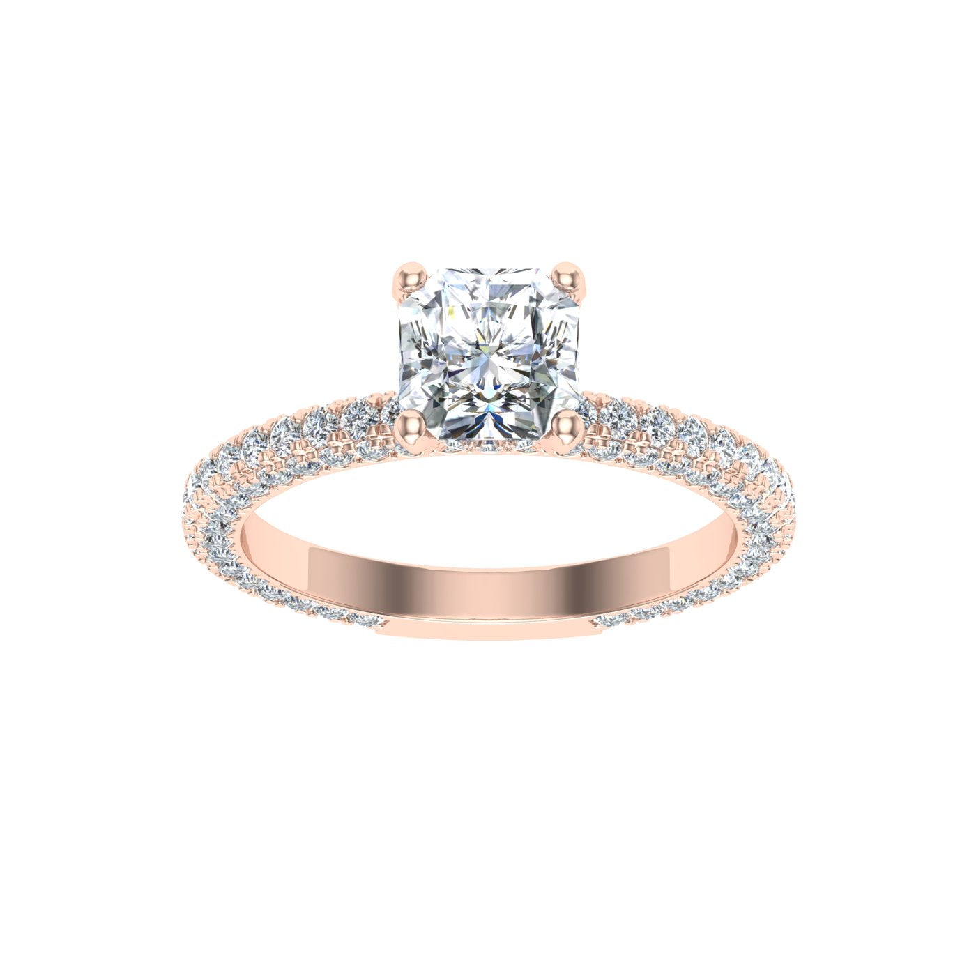 Infinite Asscher Cut Micro Pavé Moissanite Engagement Ring Rose Gold